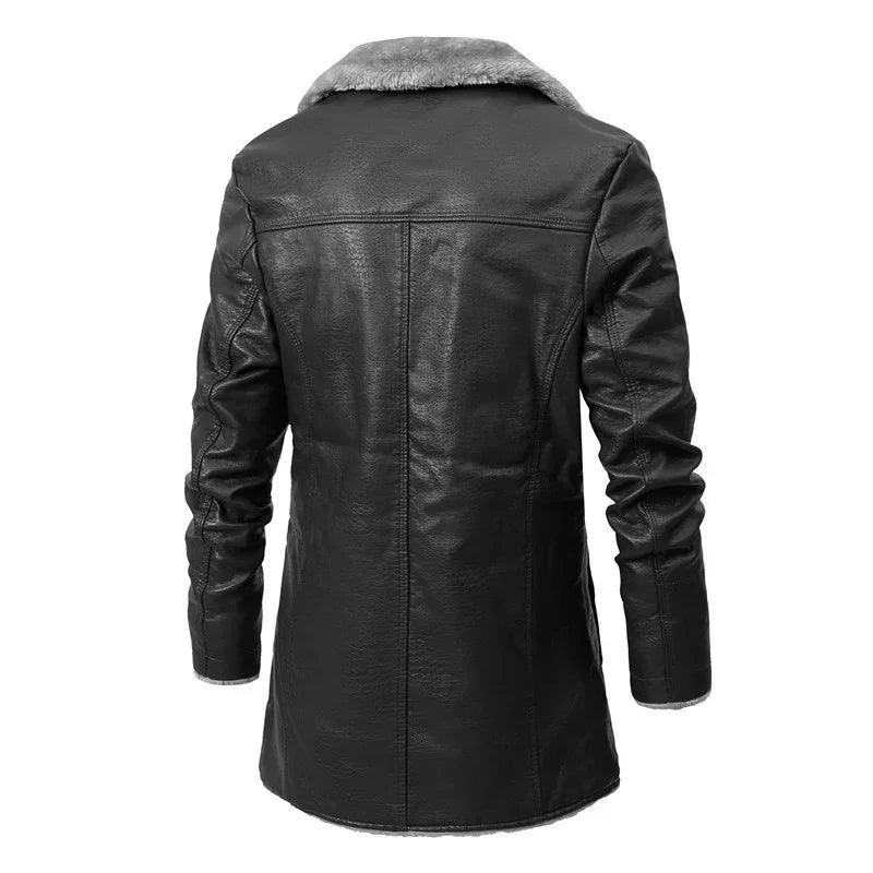 Men's Mid-Length Leather Jacket