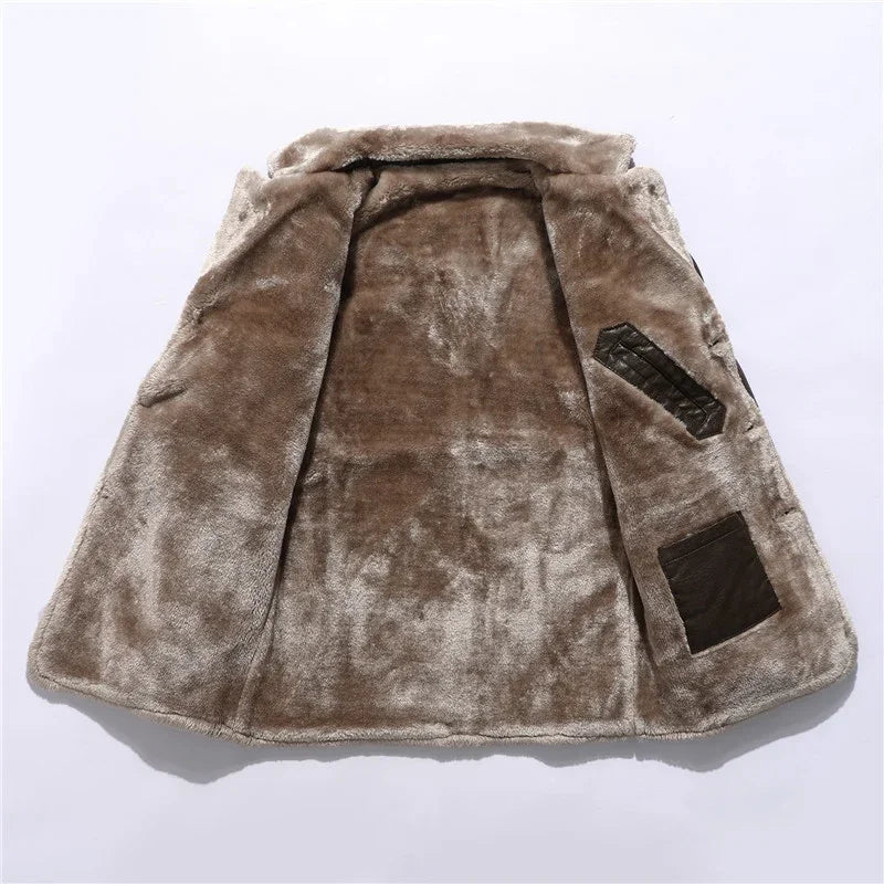 Men's Mid-Length Leather Jacket