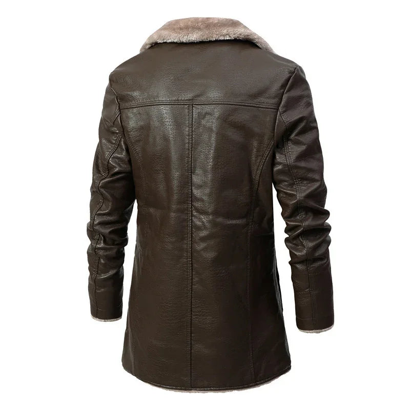 Men's Mid-Length Leather Jacket