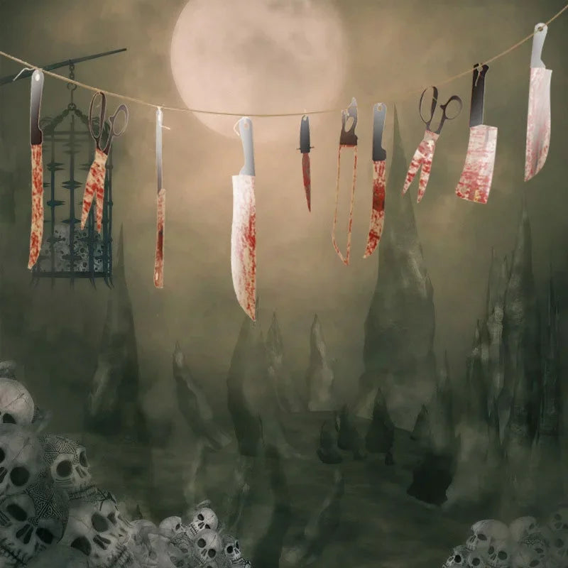 12Pcs Halloween Fake Blood Knife Set