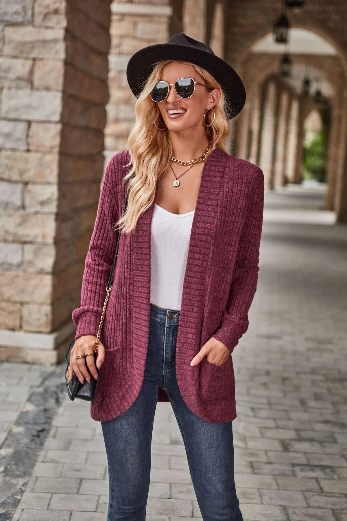 2026 Spring Autumn Women Cardigan Sweater Solid Color Pit Brushed Casual Patchwork Long Sleeved Jacket Women's Knitted Coat