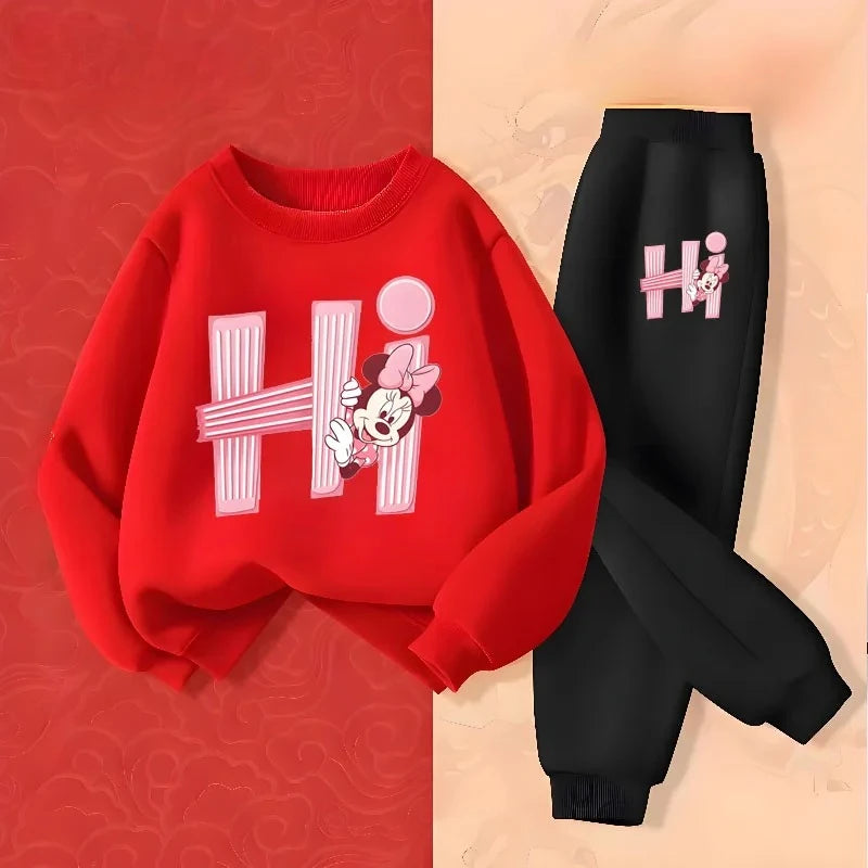 2026 Children's Long Sleeve Pullover Sets Spring New Prinyted Girls Casual Sweatshirts Long Pant Two Piece Sets Kids Sweatsuit