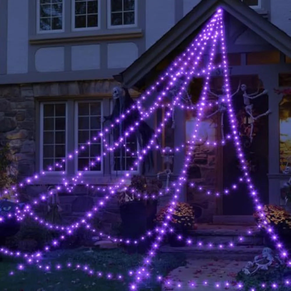 Practical 8 Modes Halloween Spider Web Lights