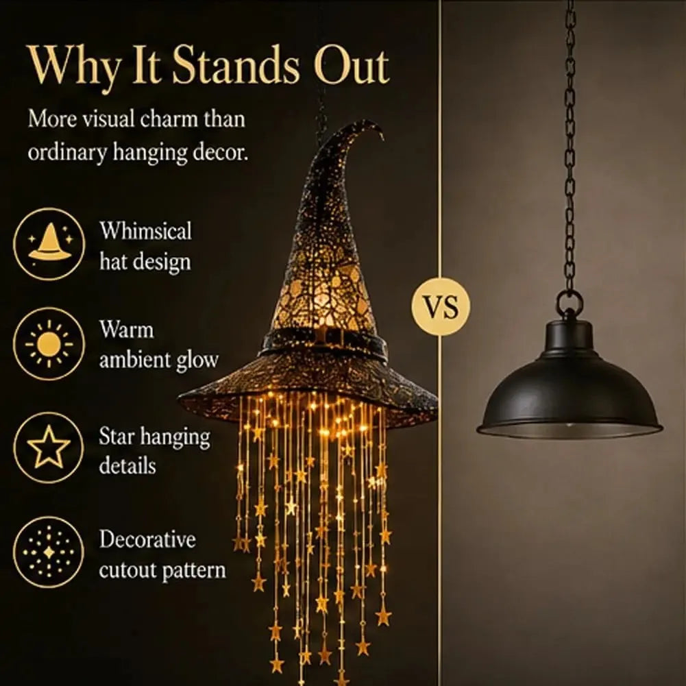 Lighted Witch Hat Hanging Chime
