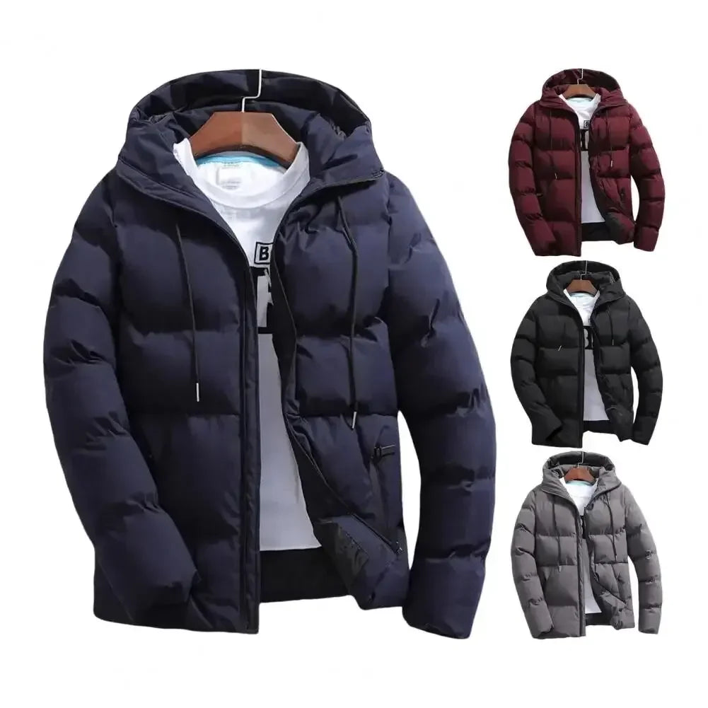 2026 New Euro-American Version Men's Thick Hooded Jacket Casual Warm Coat Business Wear Winter Fashion Trend Versatile Windproof