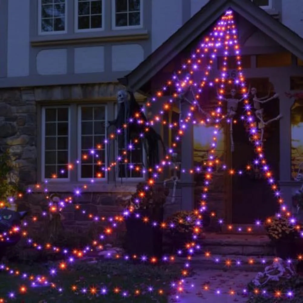 Practical 8 Modes Halloween Spider Web Lights