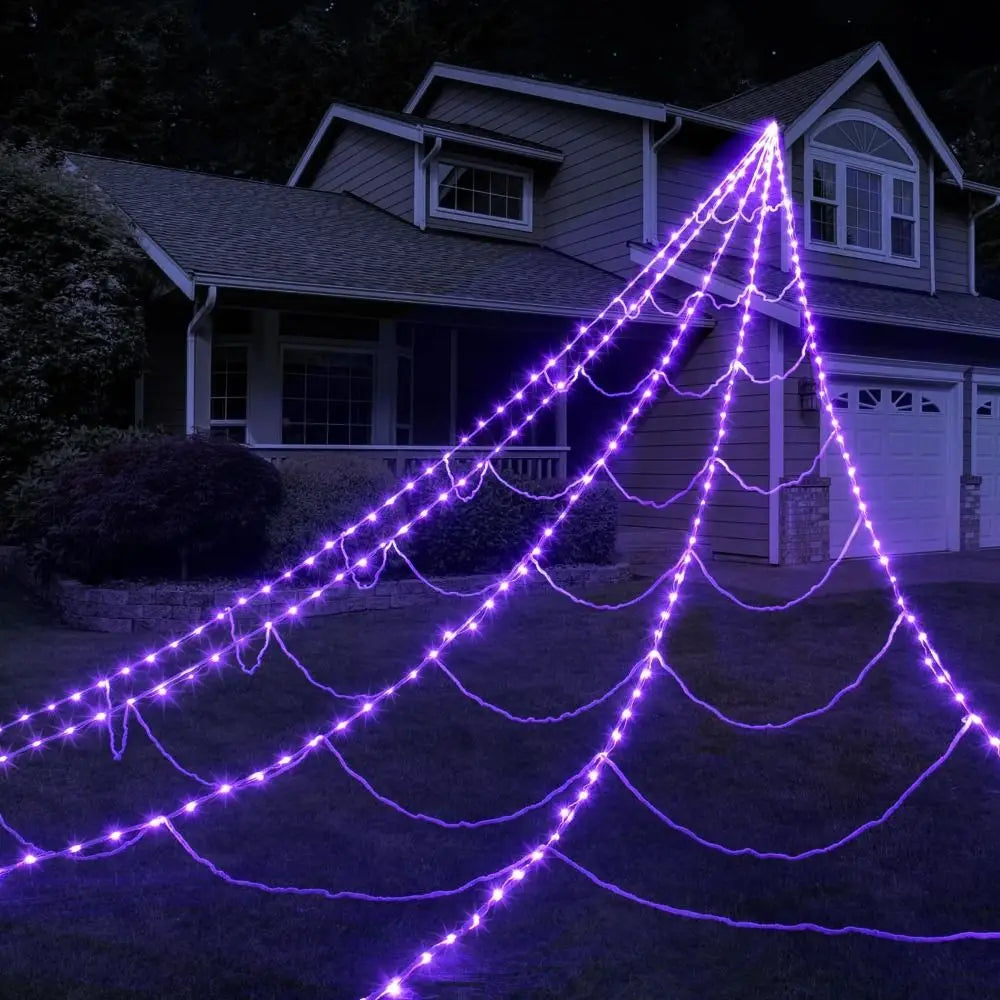 Practical 8 Modes Halloween Spider Web Lights