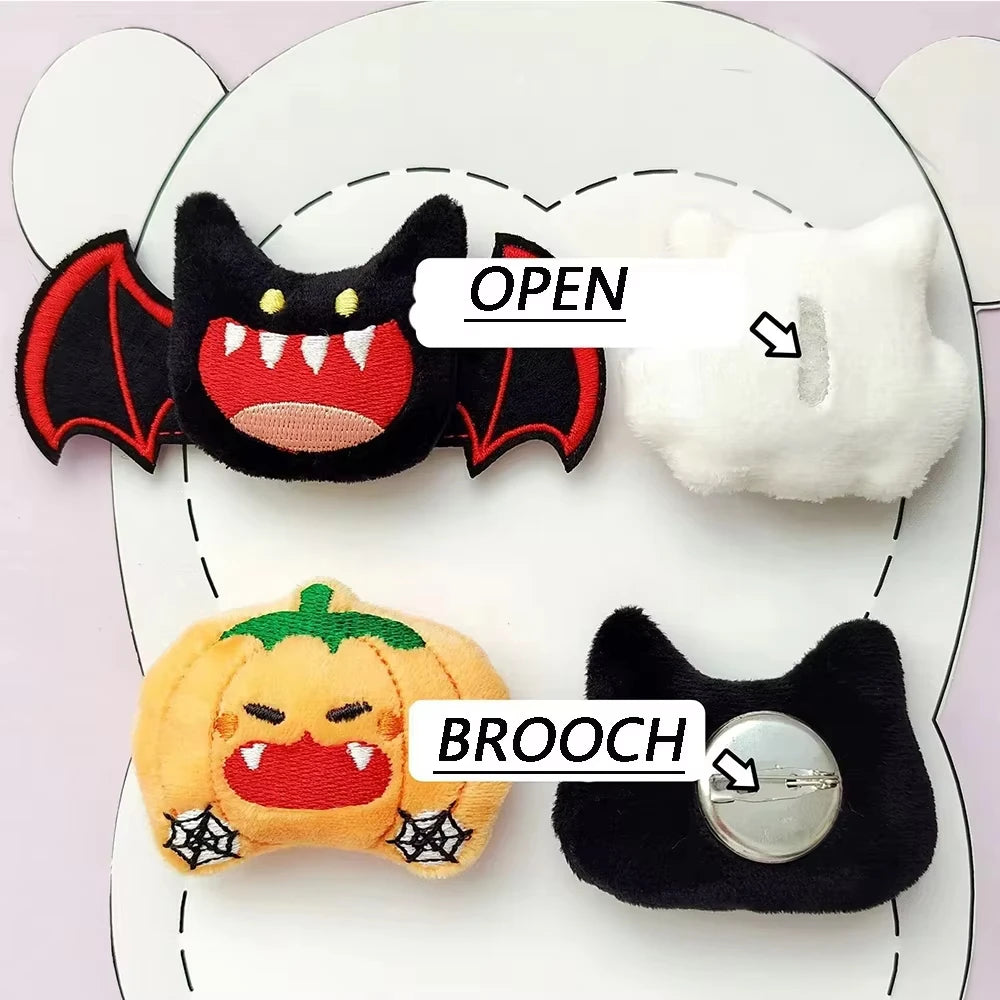 4Pcs Gothic Halloween Plush Brooch Set