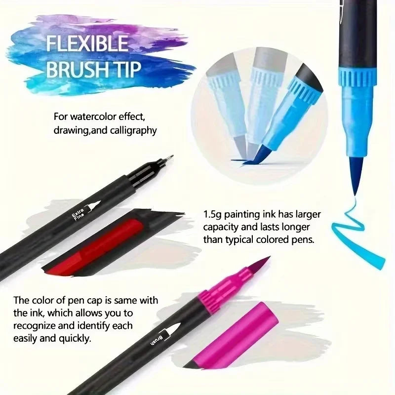 SpectrumFlow Dual-Tip Watercolor Art Markers