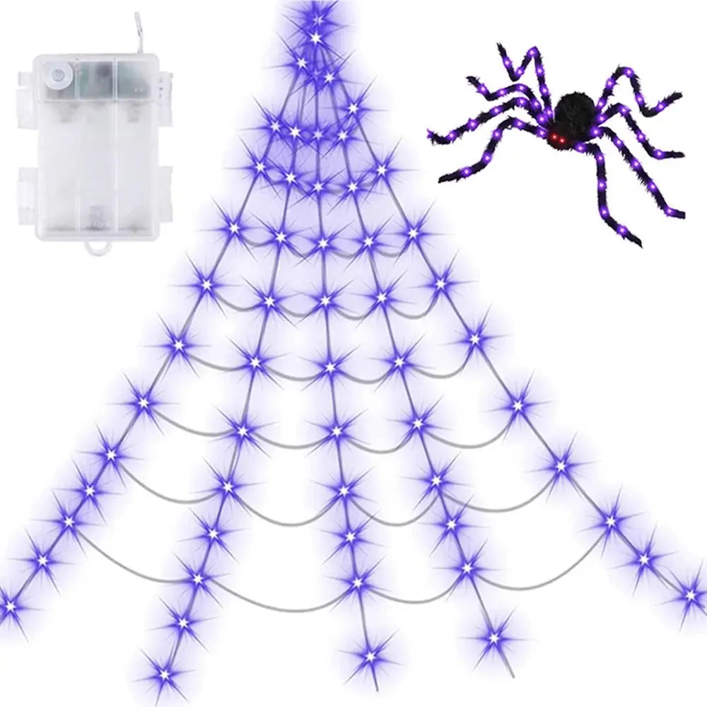 Practical 8 Modes Halloween Spider Web Lights