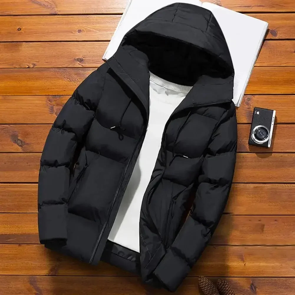 2026 New Euro-American Version Men's Thick Hooded Jacket Casual Warm Coat Business Wear Winter Fashion Trend Versatile Windproof