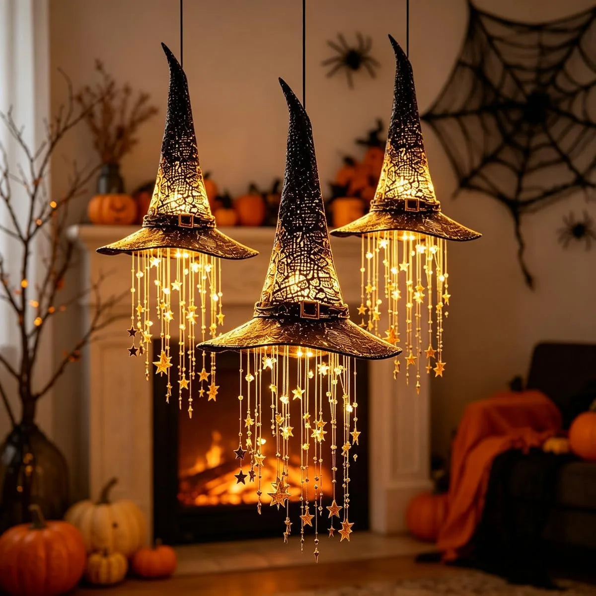 Lighted Witch Hat Hanging Chime