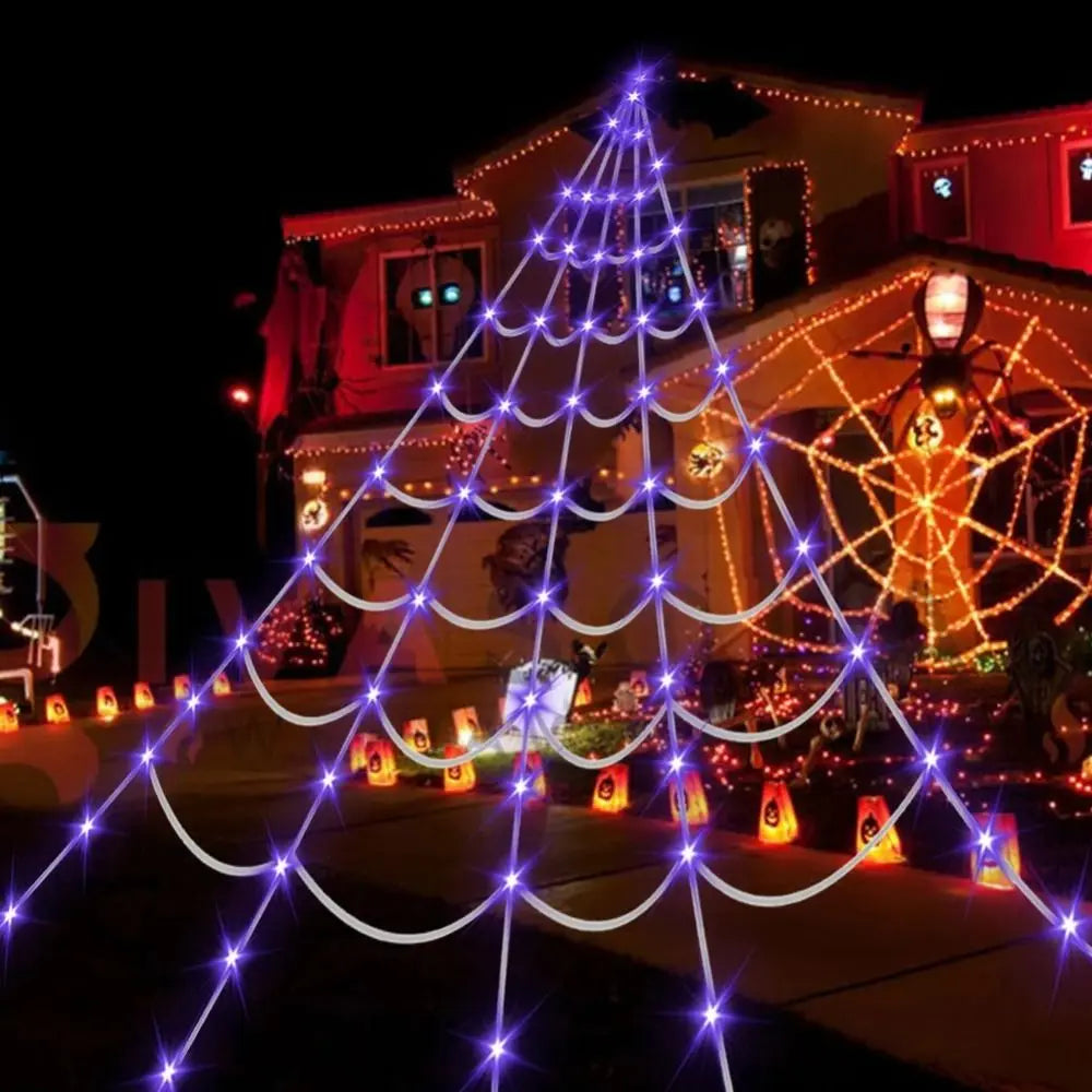 Practical 8 Modes Halloween Spider Web Lights