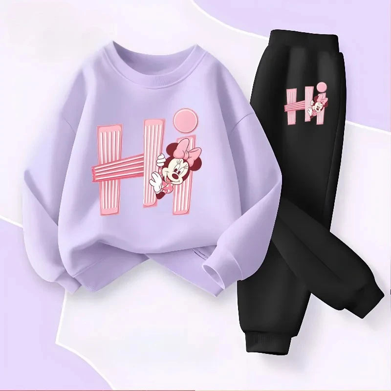 2026 Children's Long Sleeve Pullover Sets Spring New Prinyted Girls Casual Sweatshirts Long Pant Two Piece Sets Kids Sweatsuit
