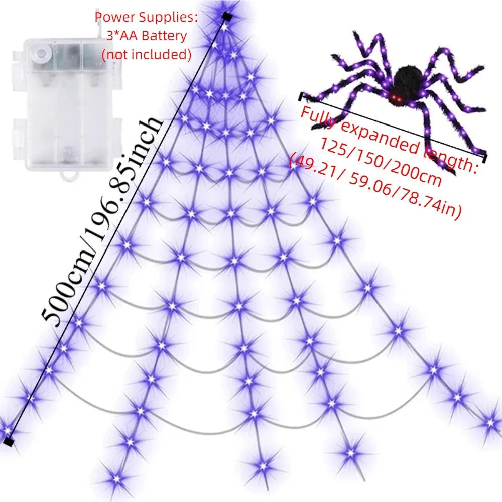 Practical 8 Modes Halloween Spider Web Lights