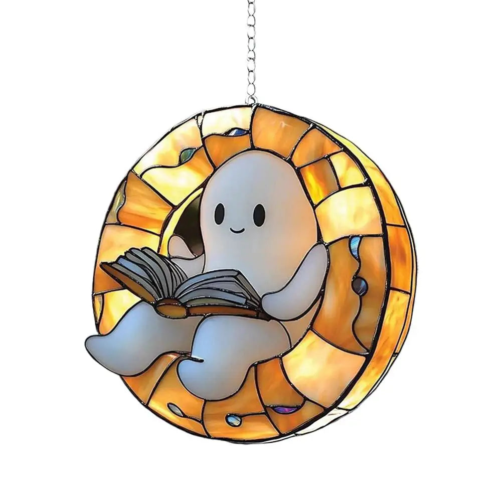 Ghost Reading Book Acrylic Hanging Ornament