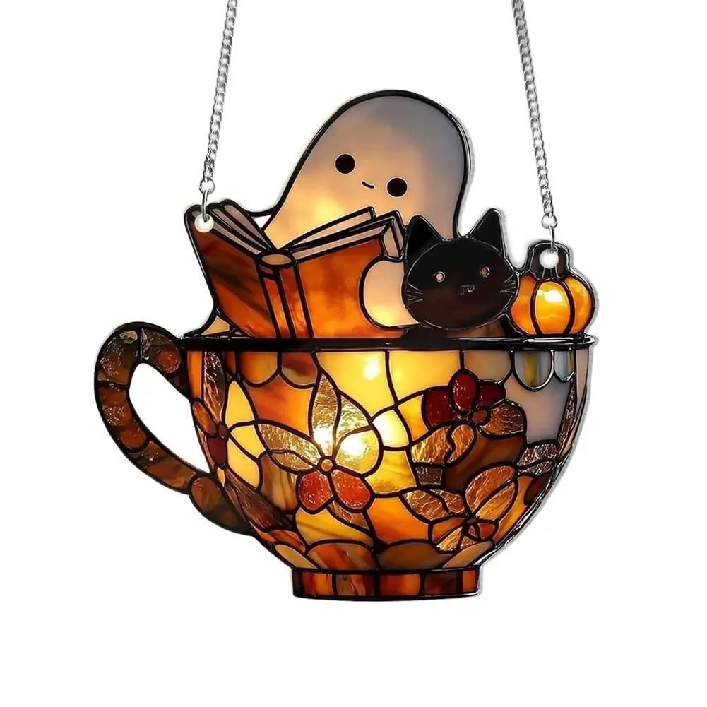 Ghost Reading Book Acrylic Hanging Ornament