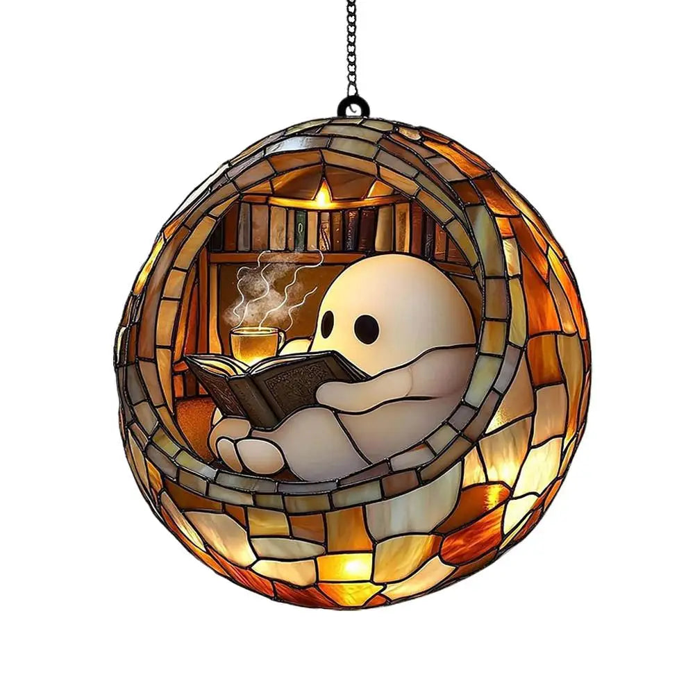 Ghost Reading Book Acrylic Hanging Ornament
