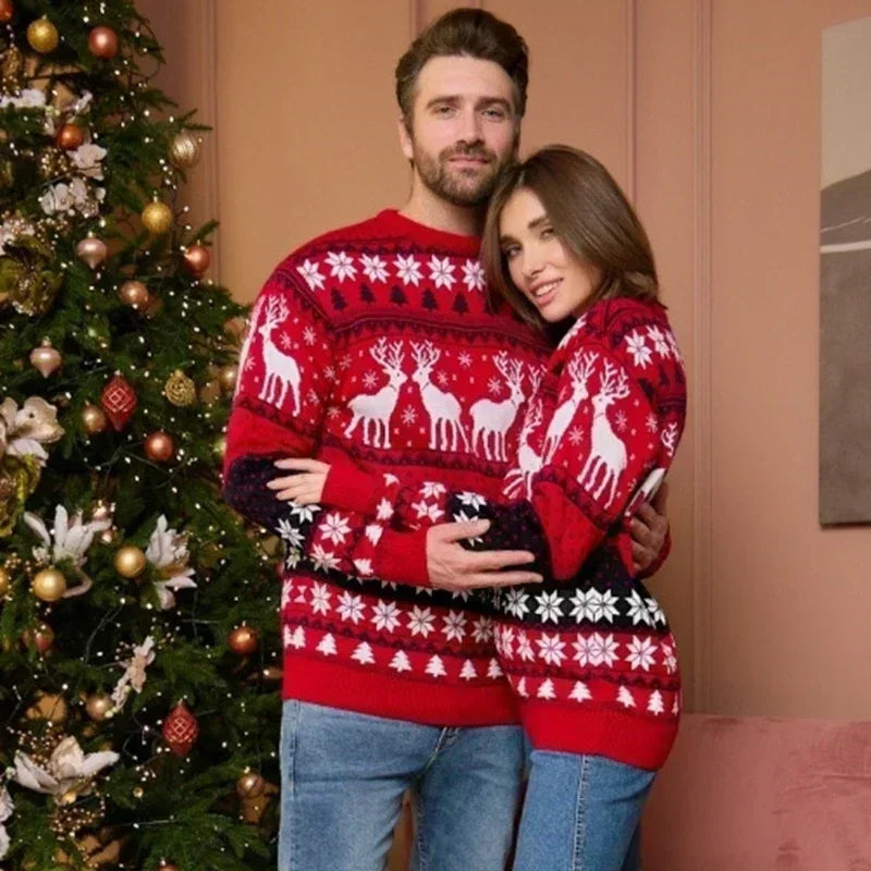 2026 New Women Men Kids Christmas Sweaters Casual Soft Jumpers Warm Thicken Matching Outfits Pullover Knitwear Xmas Family Look