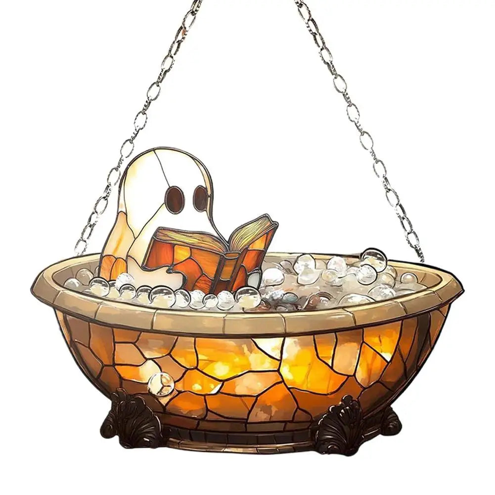 Ghost Reading Book Acrylic Hanging Ornament