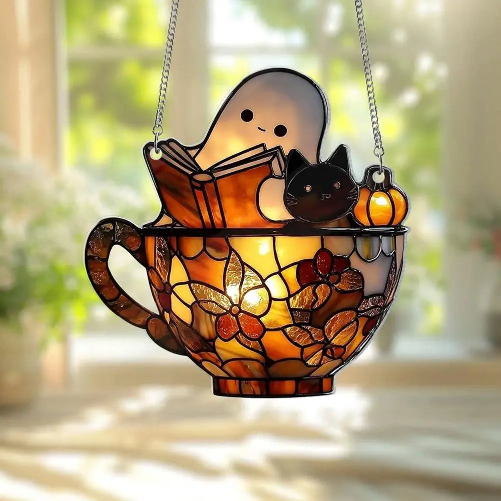 Ghost Reading Book Acrylic Hanging Ornament