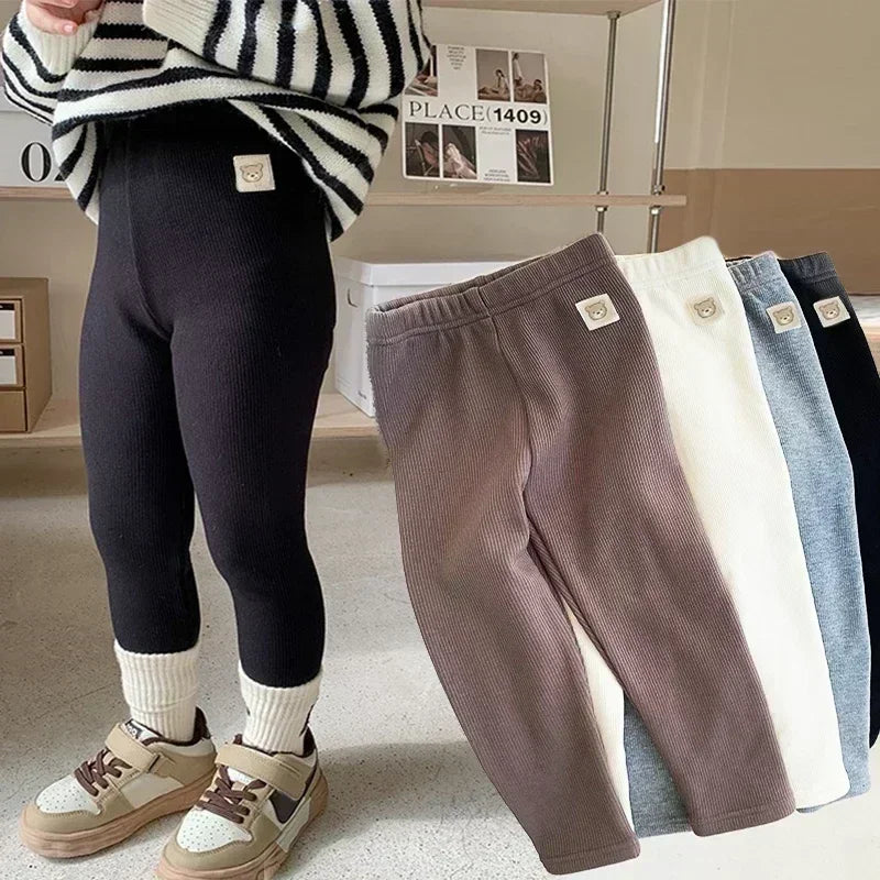 Autumn Winter Children's Fleece-lined Pants
