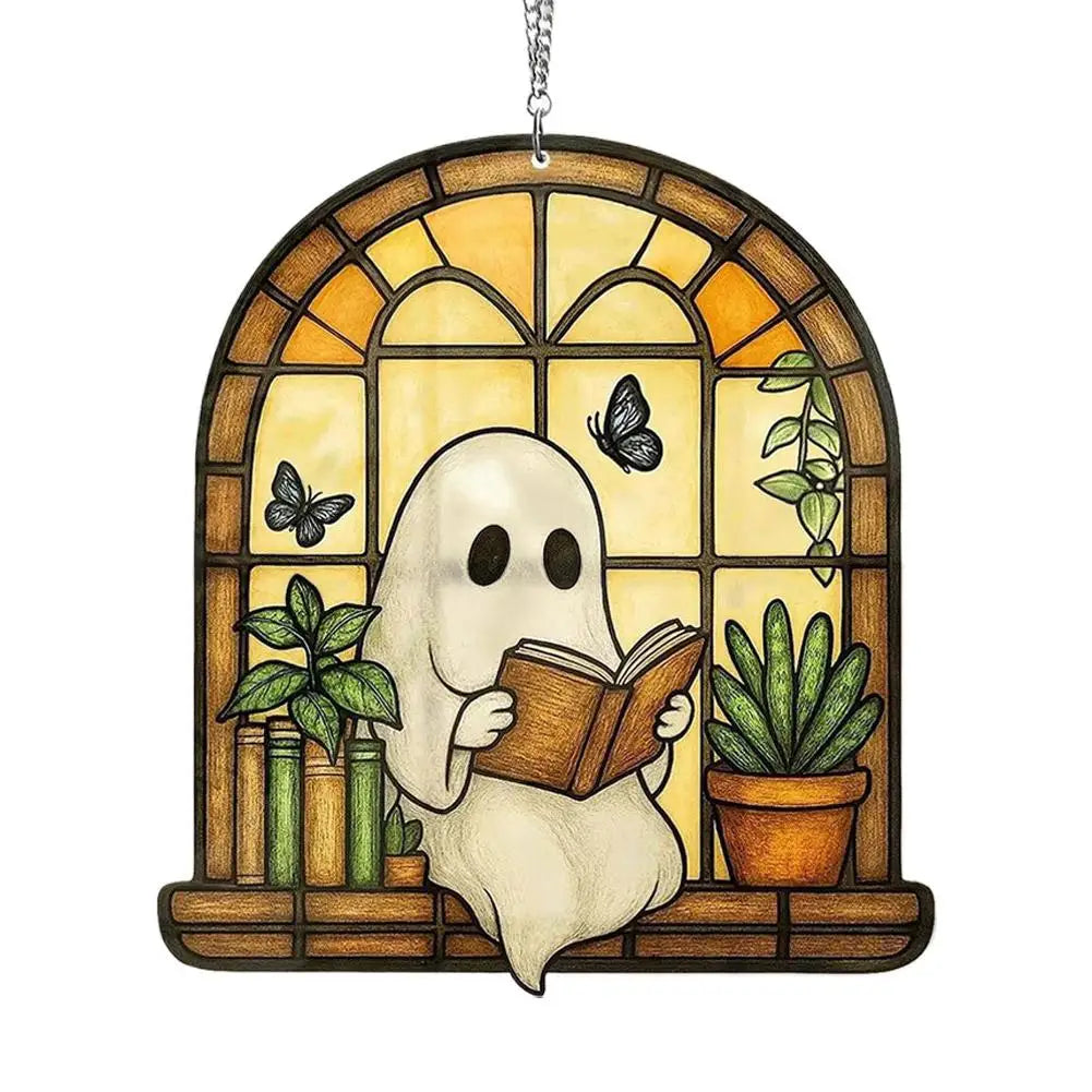 Ghost Reading Book Acrylic Hanging Ornament