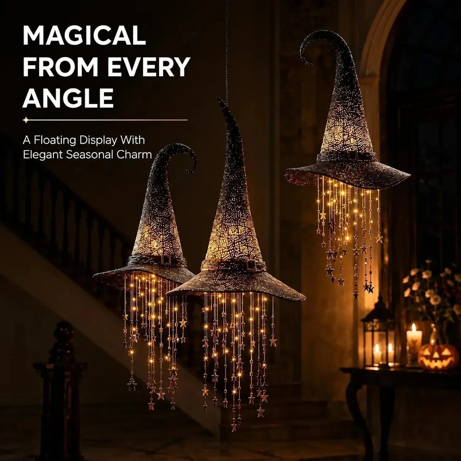 Lighted Witch Hat Hanging Chime