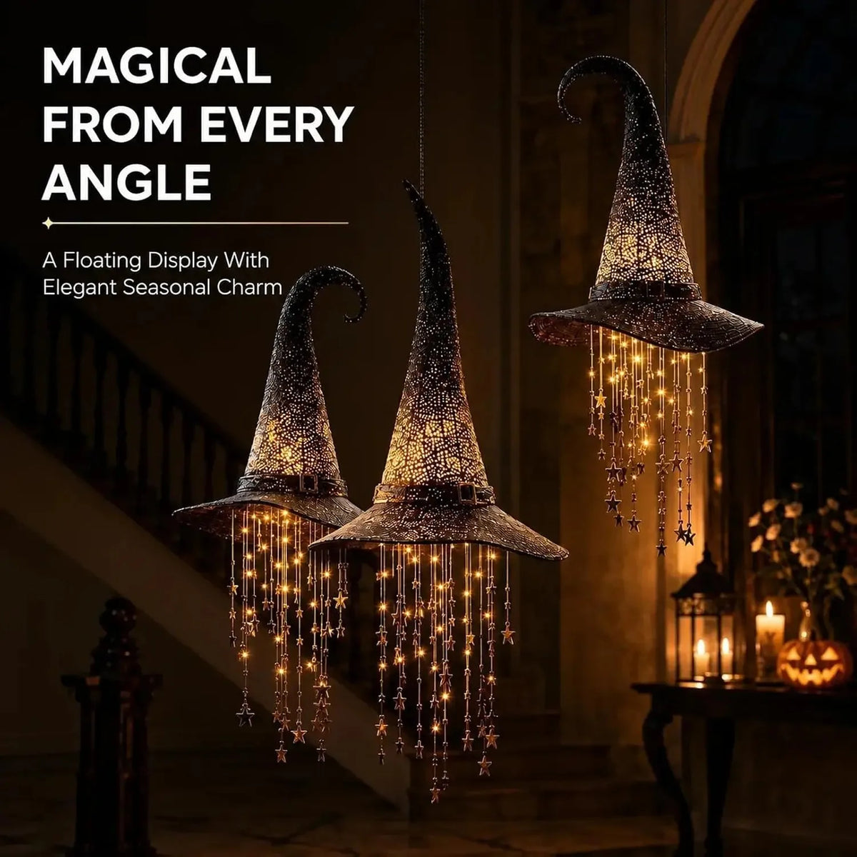 Lighted Witch Hat Hanging Chime