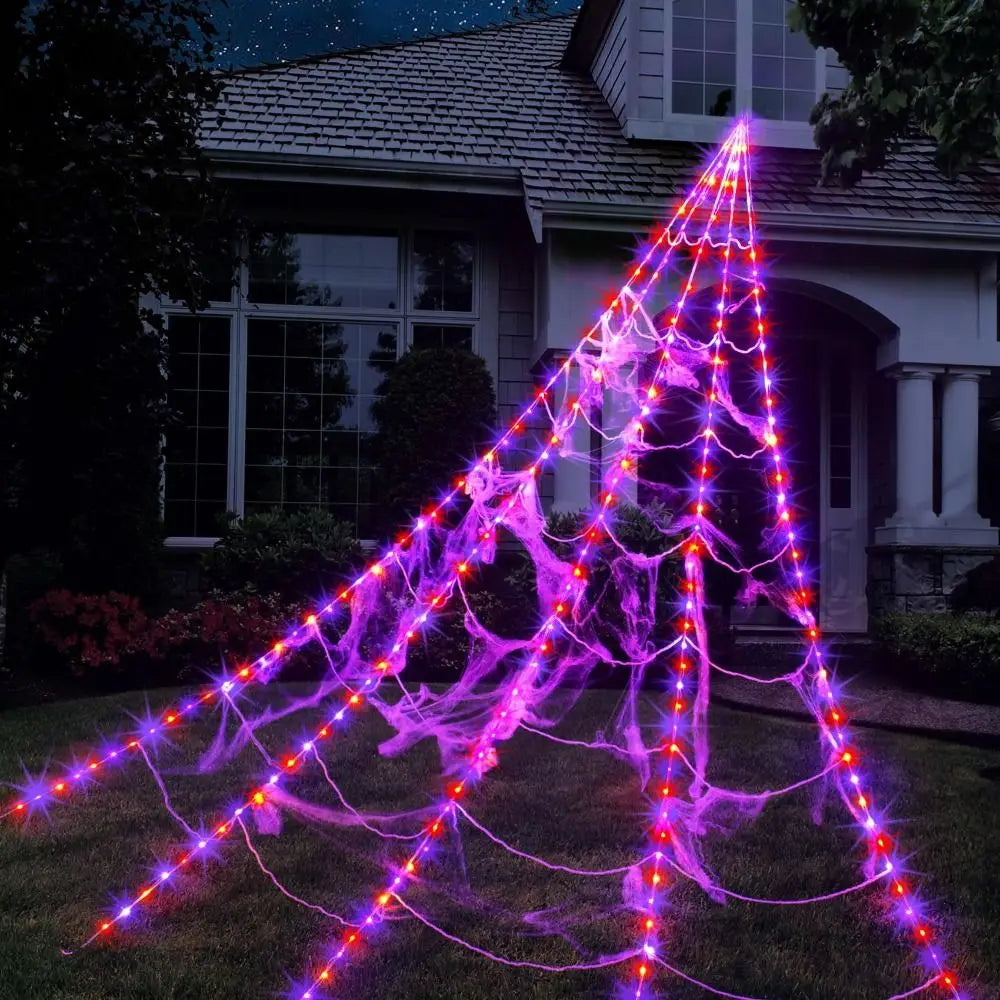 Practical 8 Modes Halloween Spider Web Lights