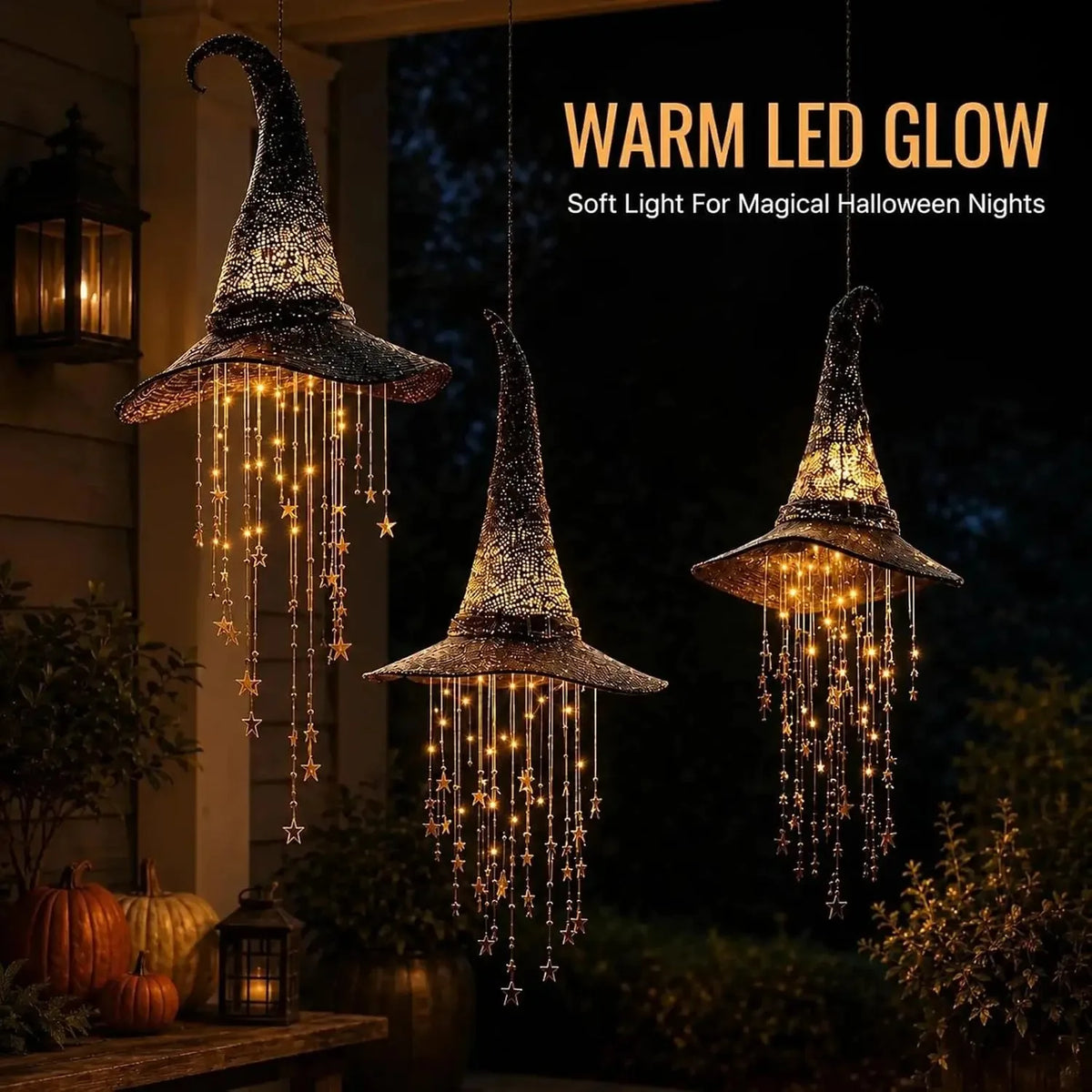 Lighted Witch Hat Hanging Chime