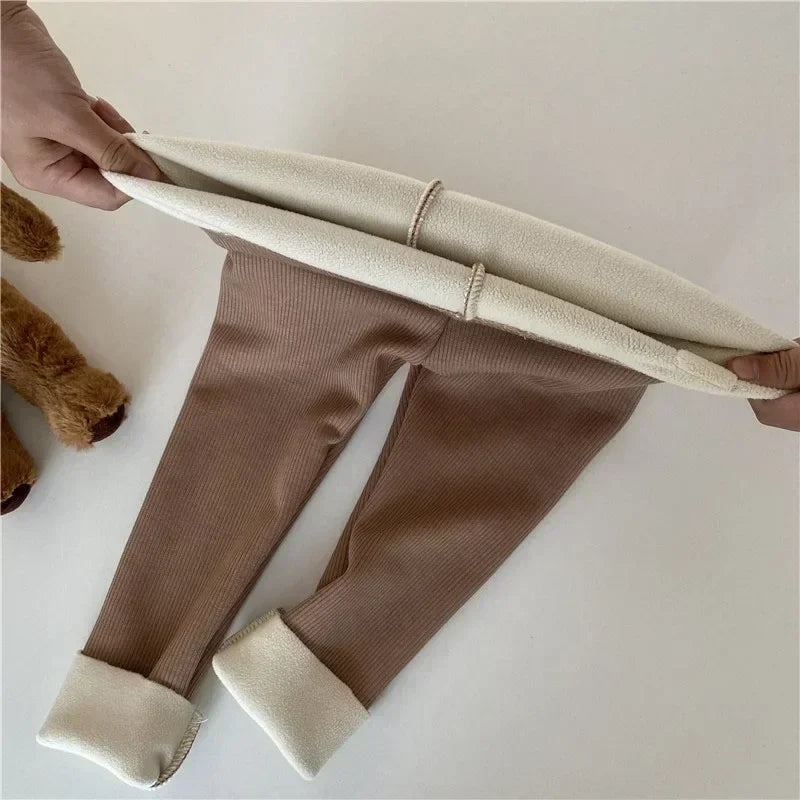 Autumn Winter Children's Fleece-lined Pants