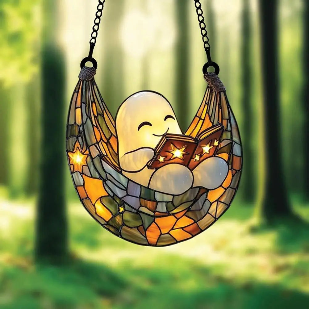Ghost Reading Book Acrylic Hanging Ornament