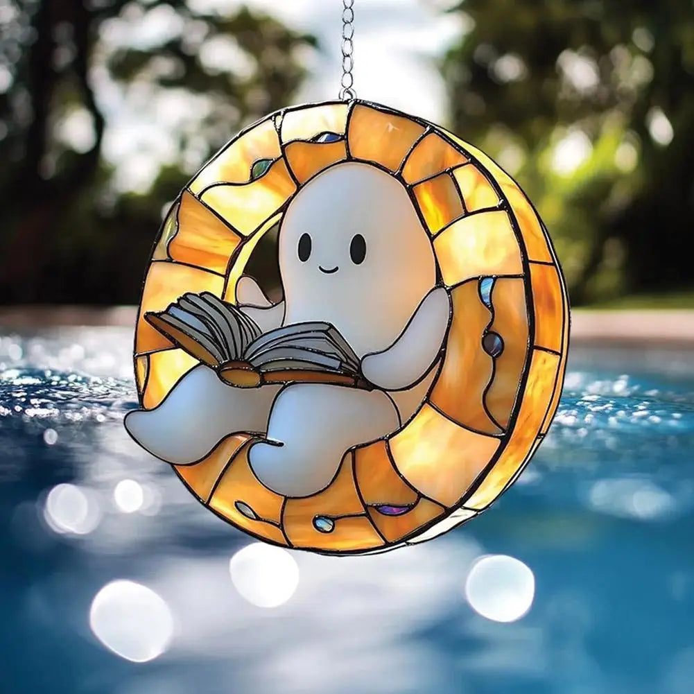 Ghost Reading Book Acrylic Hanging Ornament