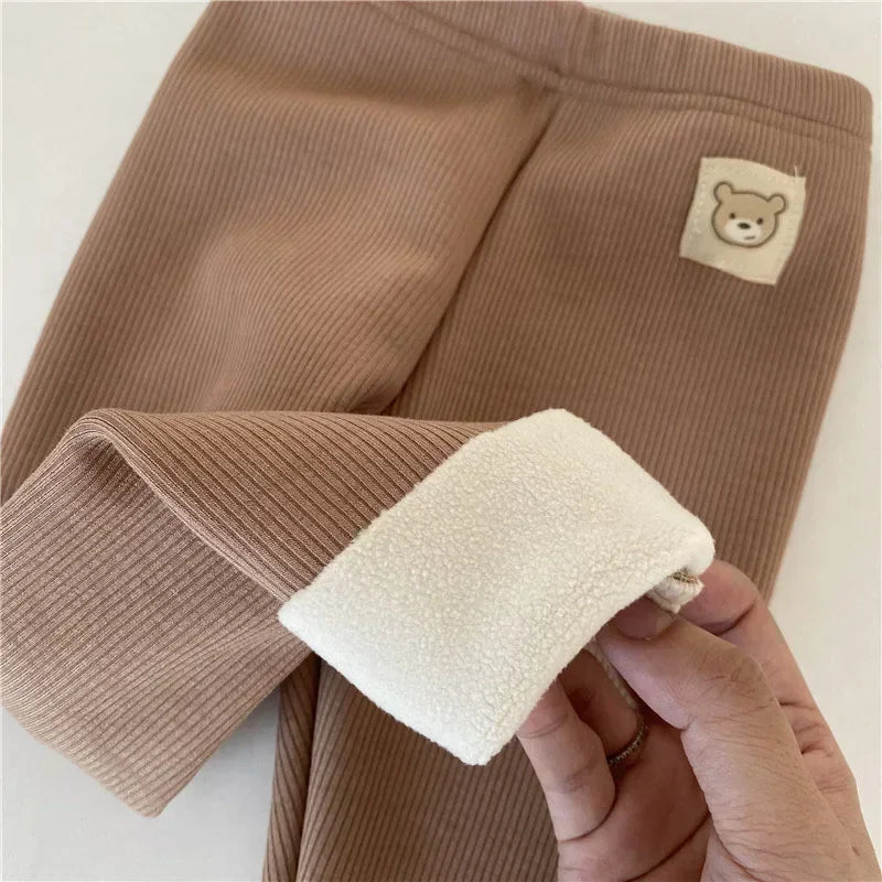 Autumn Winter Children's Fleece-lined Pants
