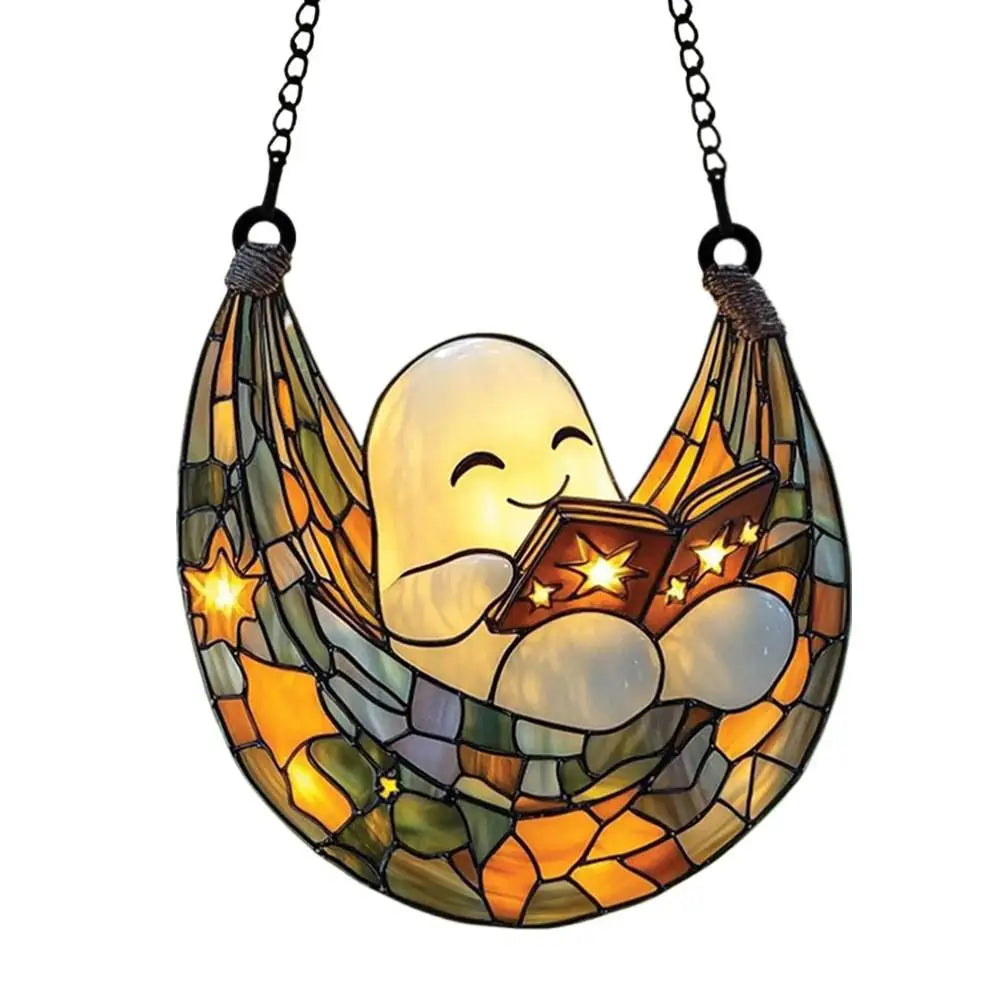 Ghost Reading Book Acrylic Hanging Ornament